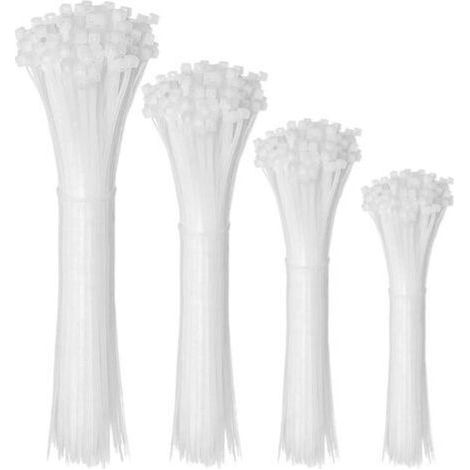 400 Pieces Cable Ties 100/150/200/300mm, Cable Ties, Nylon Cable Ties, Professional Plastic Cable Ties for Managing Various Cables, White (1/5)