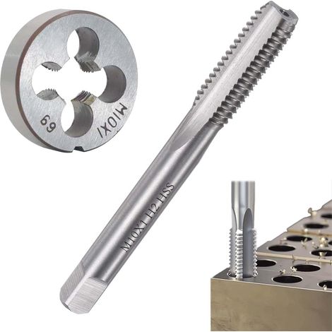 M10 X 1 Métrique Tarauds et 1 Pcs Filières, Ensemble de Tarauds et Filières, HSS Machine Filetage Robinet et Matrice de Filetage Rond (1/5)