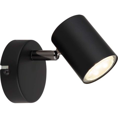 Applique murale, spot orientable, noir mat, H 10,5 cm