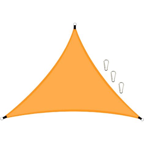 Toldo triangular de 3 m (10 pies) impermeable y resistente a los rayos UV, fabricado en poliéster 210T resistente, color arena, ideal para terrazas, jardines y actividades al aire libre. (1/5)