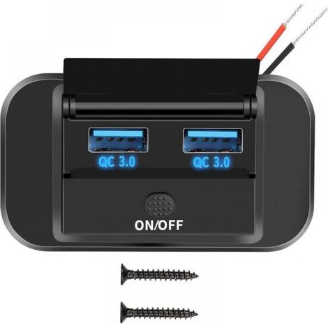 12V Prise Chargeur USB de Voiture 36W Double QC3.0 USB avec Interrupteur Étanche pour 12V/ 24V Voitures Bateaux (1/5)