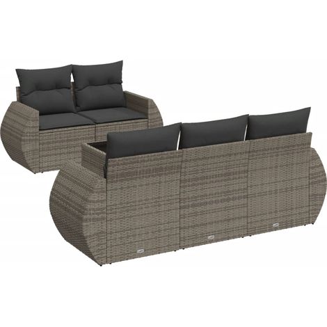 Maison Exclusive - 6-tlg. Garten-Sofagarnitur mit Kissen Grau Pol (1/3)