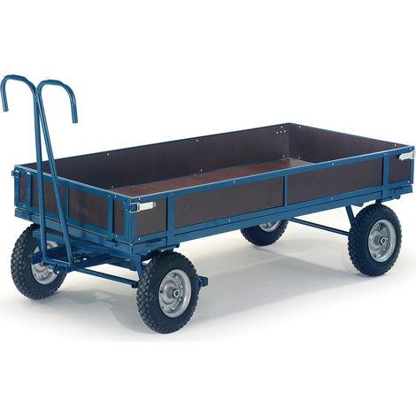 Rollcart Handpritschenwagen mit Holzbordwänden 2460x1210 mm Ladefläche Vollgummi