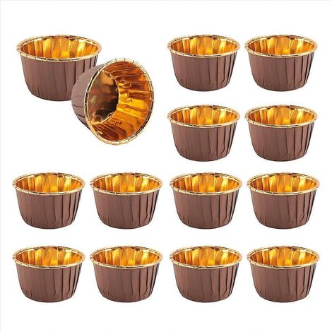 50 Einweg-Muffinförmchen aus gold-braunem Aluminium (1/5)
