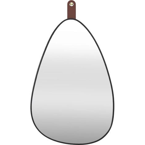 Miroir mural décoratif en forme de goutte avec lanière imitation cuir en polypropylène