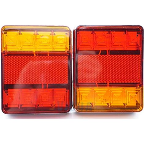 2 Pcs 12 V LED Feux Arriere, Feux Arrières Multifonctionnel pour Tracteur Camion Remorque (1/5)