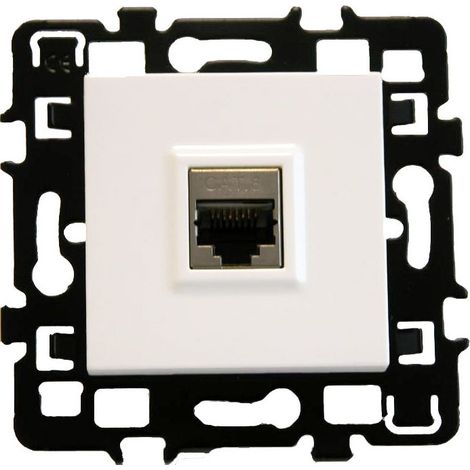 Prise RJ45 Cat6 STP Grade 3 (multimédia) multi-services + Enjoliveur - ESPRIT Blanc