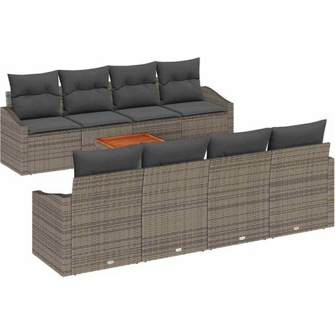 Maison Exclusive - Set Divano da Giardino con cuscino 9 pcs Grigio polyrattan