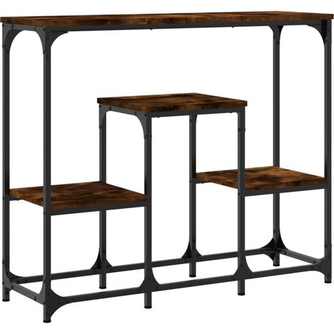 Table console，Table d'appoint，Bout de canapé，Meuble d'entrée chêne fumé 89,5x28x76 cm bois d'ingénierie
