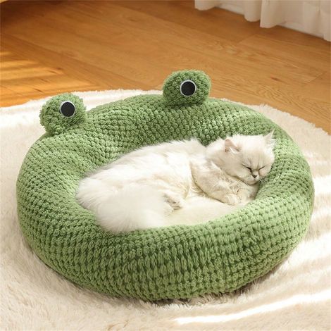 Nid de Chat Grenouille, 404020cm (max 5kg), Nid Croché Peluche Doux, Confortable pour Chat/Petit Chien, Intérieur (1/5)