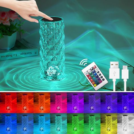 Lampe de Chevet, Lampe de Chevet Tactile avec 16 Couleurs et 4 Modes, Lampe de Chevet Chambre USB Rechargeable, Veilleuse Enfant avec Télécommande (1/5)
