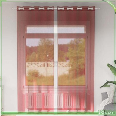 4102160 Rideaux en voile avec illets 2 pcs rouge bordeaux (1/5)