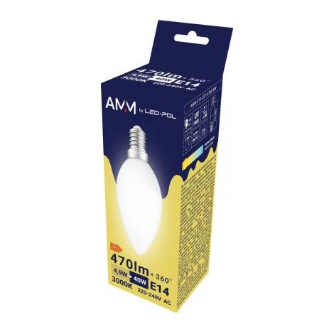 Bombilla LED E14 SMD WW 4,9 W tipo vela AMM - SD-ZAR1556AM