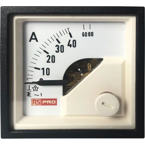 Ampèremètre analogique de panneau V c.a. RS PRO, Echelle 80 (Input)A, 48mm x 48mm ( Prix pour 1 ) (1/3)
