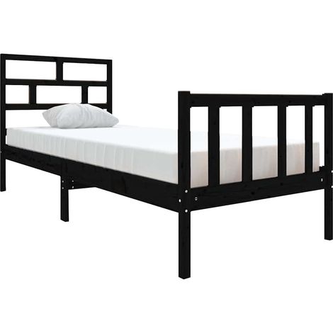 Maison Exclusive - Massivholzbett Schwarz Kiefer 75x190 cm (1/5)