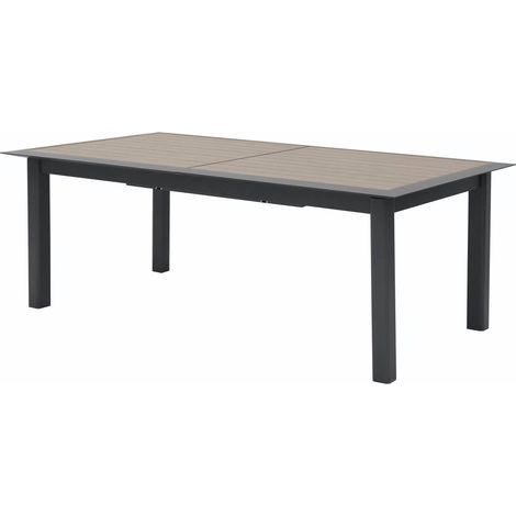 Tavolo da giardino allungabile Allure con effetto legno di noce moscata e grafite, 12 posti a sedere, in alluminio trattato con resina epossidica - Hespéride (1/5)