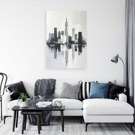 Wandbild Schwarz weiße Stadtgebäude Imitation Farbe 70x100 (1/4)