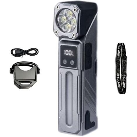 Pair Lampe de poche LED, Lampe torche haute puissance, lampe étanche multi-modes avec base magnétique, lampe frontale pour utilisation en plein air,camping (1/5)