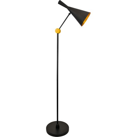 Lampadaire aluminium noir/or E27 Modern Polux 168 cm (1/4)