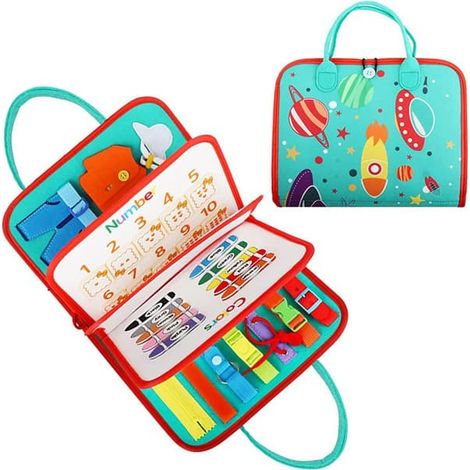 Tableau d'activités Montessori pour enfants, jouet sensoriel, jouet d'éveil pour les enfants de 2 à 6 ans, vert (1/5)