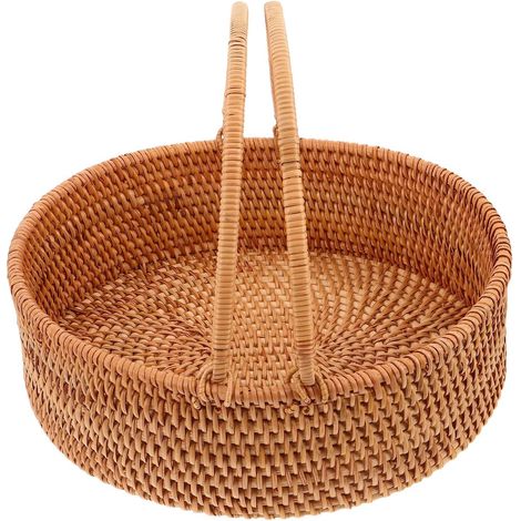 Panier en osier tressé avec anse, léger, idéal pour les pique-niques, le jardin et la décoration intérieure. (1/5)