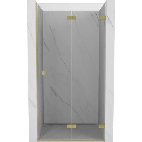 Mexen Lunar-F Falttür Duschabtrennung rechts 90 cm, transparent, gebürstetes Gold - 836-090-000-55-00-P
