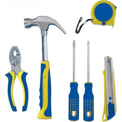 TRADE SHOP - Set Attrezzi Da Lavoro 6pz Kit Utensili Fai Da Te Con Martello Pinze Cacciavite - (1/2)
