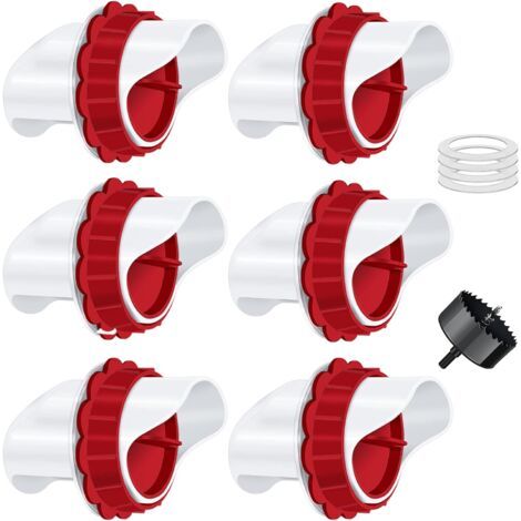 Mangeoire Poules, Mangeoire Poule Automatique, 6 Ports DIY Mangeoire à volaille Gravité Kit pour Seaux Tonneaux Bacs (1/5)