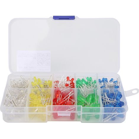 Kit de 300 diodes électroluminescentes LED 3mm et 5mm - Rouge, Vert, Bleu, Jaune, Blanc (1/5)