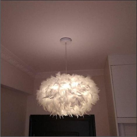 Lustre blanc en plumes E27 40w diamètre 45cm-Perfect (1/5)