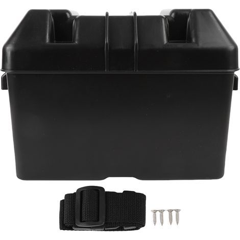 Battery Box for Motorhome, Boat and Trailer – Shockproof ABS, 325 x 195 x 185 mm, Black (2 pieces) (1/5)