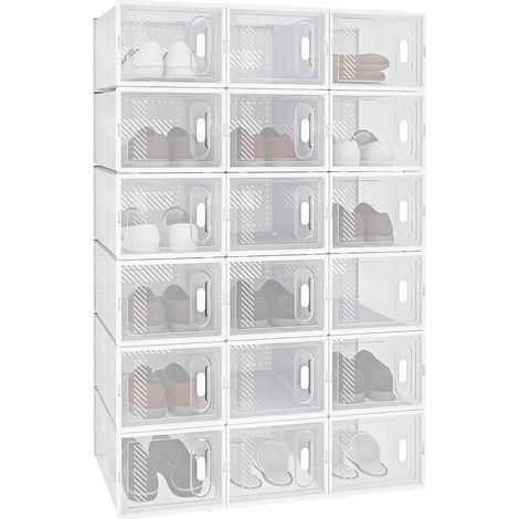 WOLTU Shoe Storage Boxes Organiser Container Plastic with Clear Front Lid 35x75x112cm (1/5)