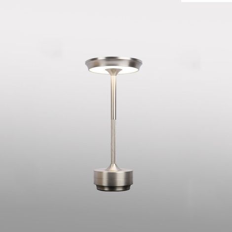 Lampe de bureau rechargeable en métal USB tactile, lampe de chevet avec protection des yeux pour chambre à coucher (argent) (1/5)