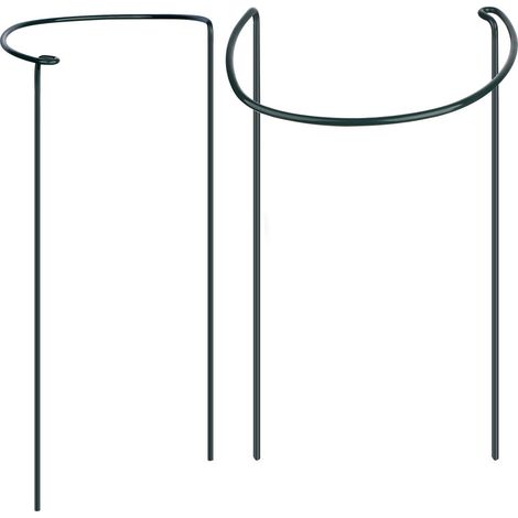 Halbrunder Pflanzenständer, Blumenständer aus Metall, wiederverwendbarer Gartenstab, Pflanzenstützring für Zimmer- und Gartenpflanzen, 2er-Set, 40 cm, grün (1/3)
