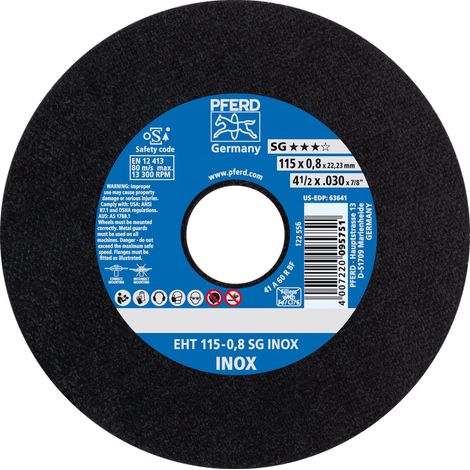 PFERD TOOLS Trennscheibe EHT 115x0,8x22,23 mm gerade Leistungslinie SG INOX für Edelstahl 25 Stk (1/5)