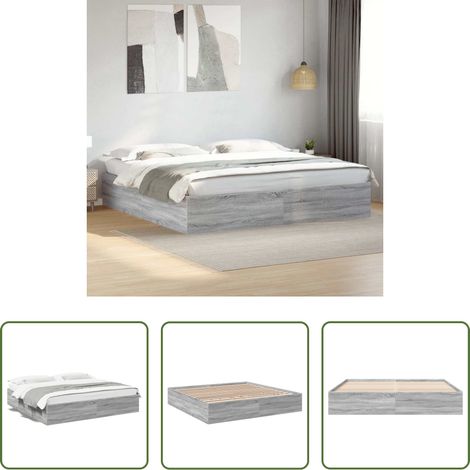 vidaXL Estructura de cama madera de ingeniería gris Sonoma 200x200 cm (1/5)