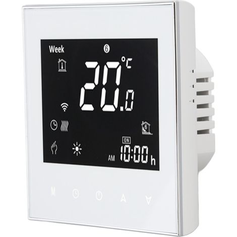 Intelligenter Heizkesselthermostat mit WLAN-Steuerung, Sprachsteuerung, LCD-Touchscreen, programmierbar, Weiß, 95–240 V (1/5)