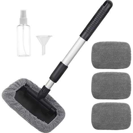 Cepillo extensible para limpieza de ventanas de coche, set de limpieza de coche con 4 cepillos de microfibra para lavado de coche, cepillo telescópico para ventanas con rotación de 180° (1/5)
