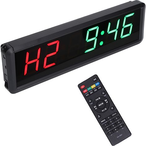 Minuteur d'entraînement LED 1,8 pouce avec télécommande, chronomètre de sport, compte à rebours sonore, horloge d'intervalle pour salle de sport, garage ou extérieur, minuterie d'exercice avec alarme, (1/5)