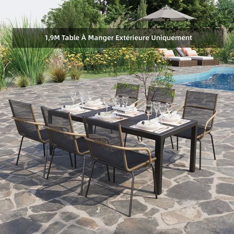 Table de Jardin en Aluminium 120x70 cm pour Terrasse, Noir, Résistant aux Intempéries, Moderne en Composite Bois-Plastique (1/5)