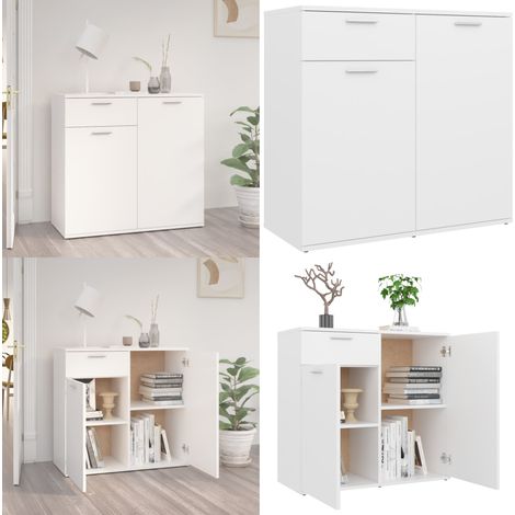 Sideboard Weiß 80x36x75 cm Holzwerkstoff - Schreibtisch - Sideboard - Wohnzimmermöbel - Weißes Sideboard - Regal - Home & Living (1/5)