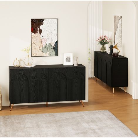 Aparador mueble almacenaje negro con estantes OKMYHOME (1/5)