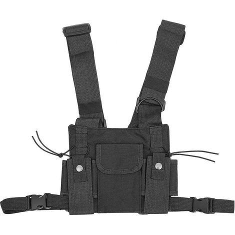 Harnais radio professionnel, gilet de sécurité, étui radio, sacoche de poitrine pour femmes et hommes-22X18X1CM-Black (1/3)