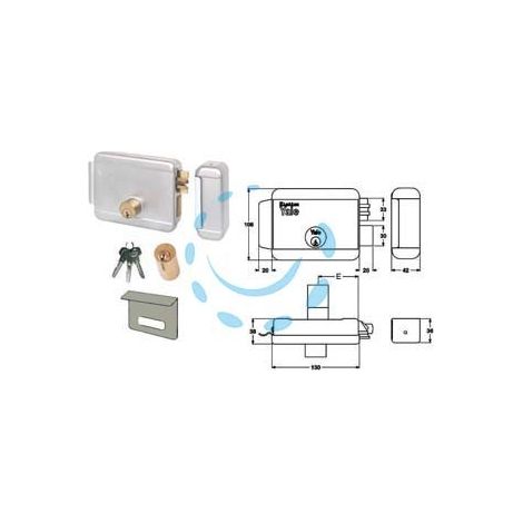 ELETTROSERRATURA DA APPLICARE PER CANCELLI CON CATENACCIO E TETTO 6808 - mm.70 SX zincata (Y6808070205)