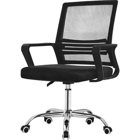 ML-Design Sedia da Ufficio Ergonomica, Nero, con Braccioli, Poltrona Scrivania in Rete Traspirante, Sedia per Computer Regolabile in Altezza, Sedia Girevole a 360° con Rotelle, Sedia da Gaming