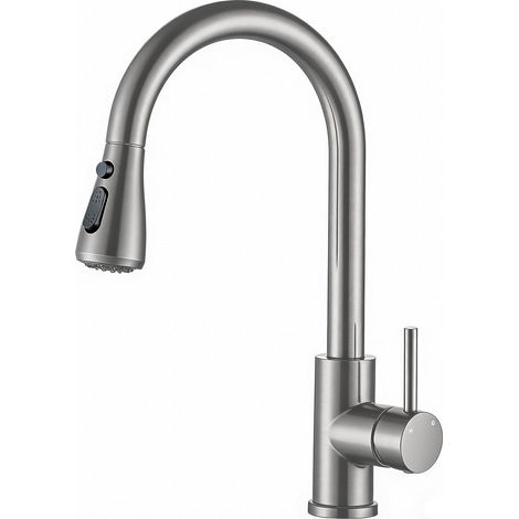 AICA Hochdruck Edelstahl Küchenarmatur Ausziehbar Wasserhahn Küche Mischbatterie Gebürstet
