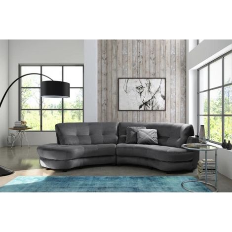 Canapé en tissu luxe 5/6 places BRENNER gris foncé, côté accoudoir droit (1/5)