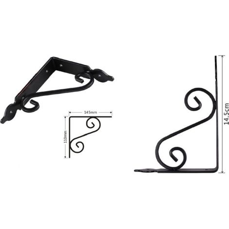 Set 2 Pcs Support étagère Support Coins Fantasy 145x110mm Noir 91276 (1/2)