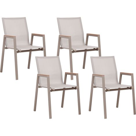 Set di 4 sedie da giardino in metallo alluminio tortora impilabili per esterno Tiano