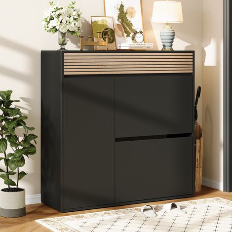 Zapatero de una puerta, zapatero estrecho de dos puertas que se abre hacia abajo, zapatero cerrado, mueble para guardar zapatos en el pasillo, la entrada o la sala de estar. (1/5)